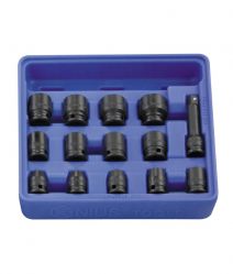 Genius 3/8in. Drive 14 Piece Standard Impact Socket Set 6pt Metric 8 - 21mm